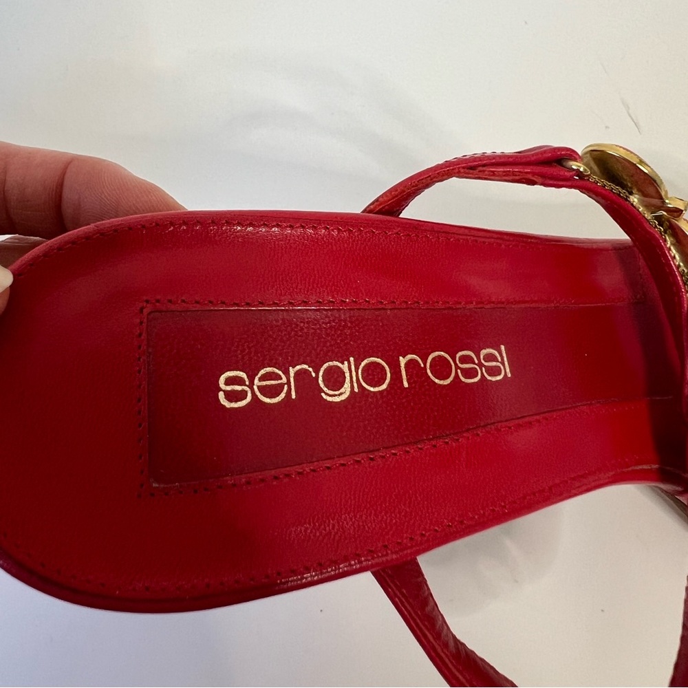 Sergio Rossi Red Crystal and Orange Stone Embellished Sandals, Size 39 - Picture 8 of 16